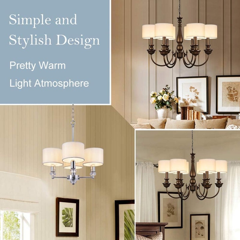 Wellmet Small Lamp Shades,ONLY for Candle Bulbs,Clip-on Drum Mini Lampshades,Set of 6, 5.5"x 5.5"x5",Cream White - Image 5